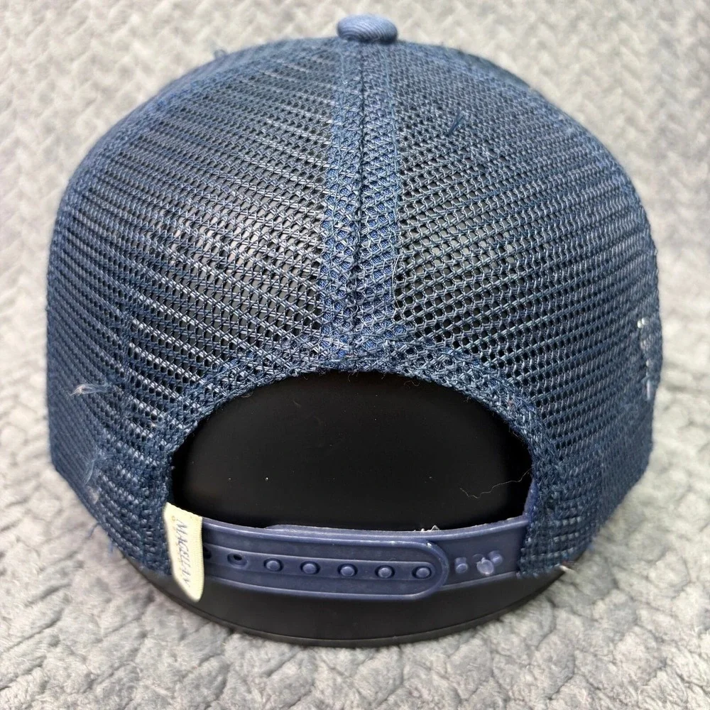 Magellan Outdoors Fish Patch Trucker Hat Navy Blue Mesh Snapback Cap